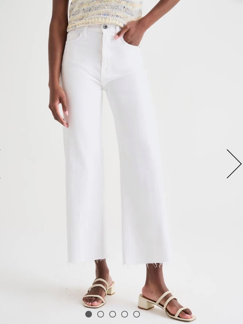 Splendid White High-Rise Wide-Leg Jeans with Raw Hem